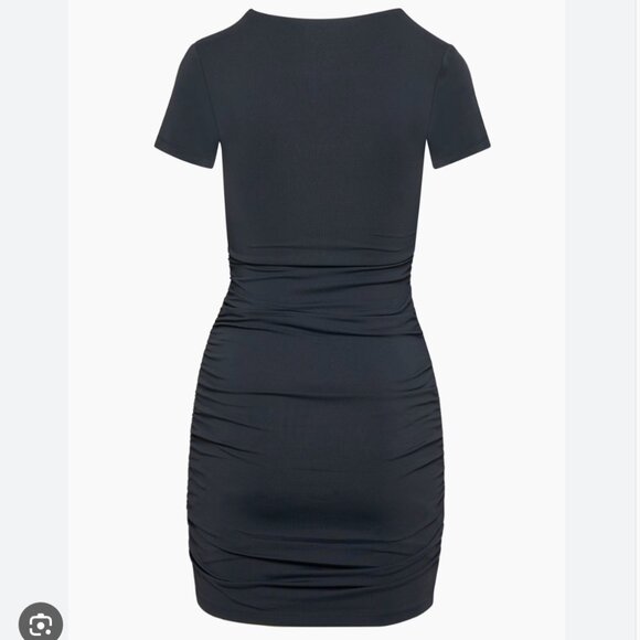 Aritzia Babaton Covet Contour Sleek Ruched Bodycon Mini Dress Black Size Small - Picture 3 of 7